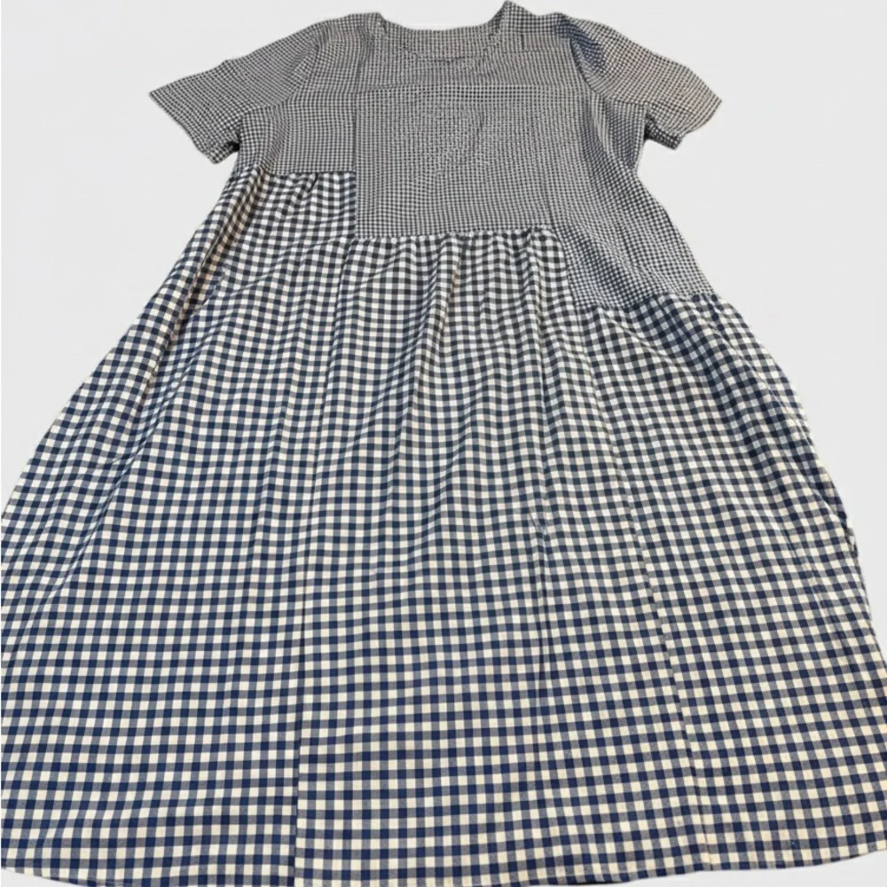 Plus Size Patchwork Gingham Tiered Midi Dress | Short Sleeve | NWOT | Unbranded - Picture 5 of 5